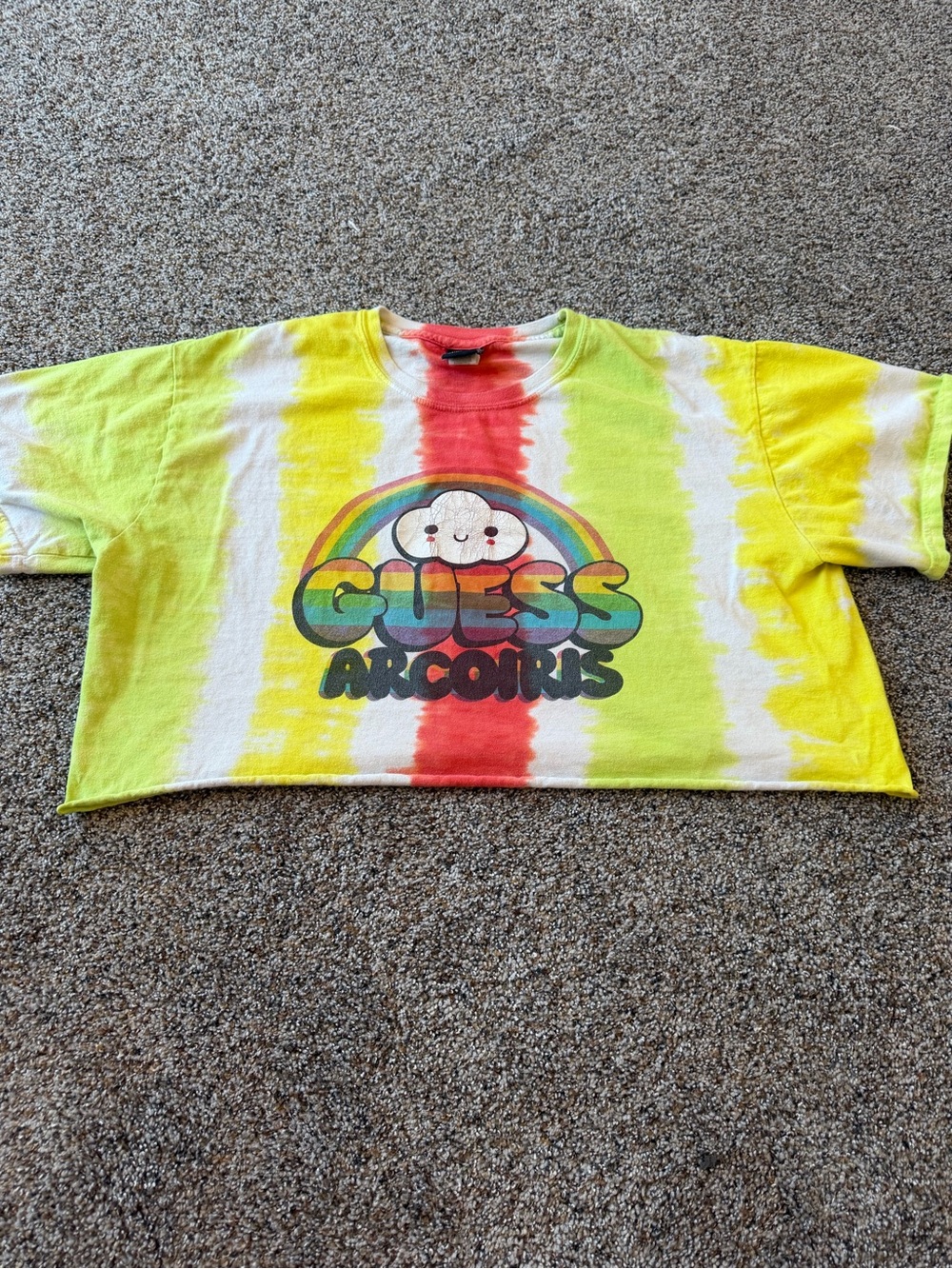 GUESS x J Balvin FriendsWithYou Arcoiris Tie Dye Oversized Crop Tee